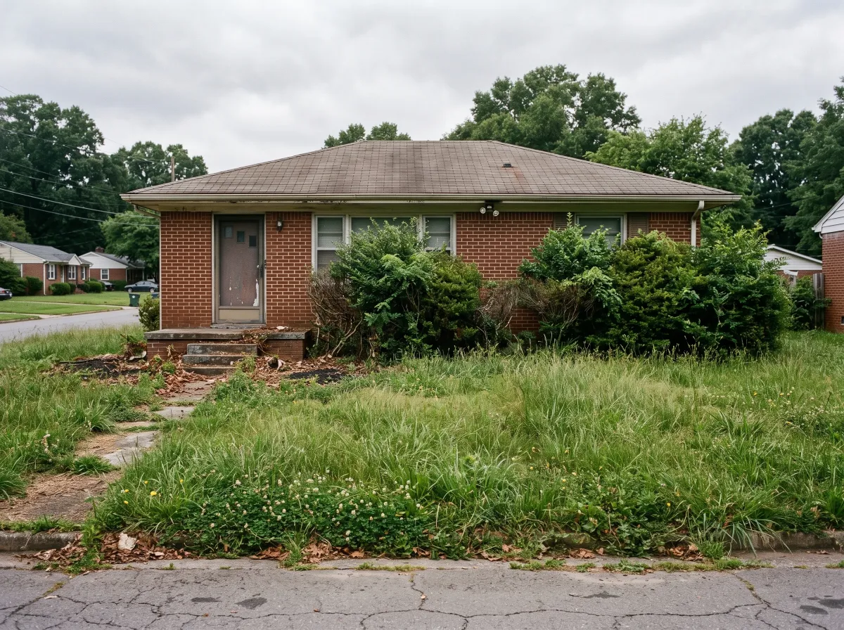 Before: Front yard reset — brick ranch, east Charlotte